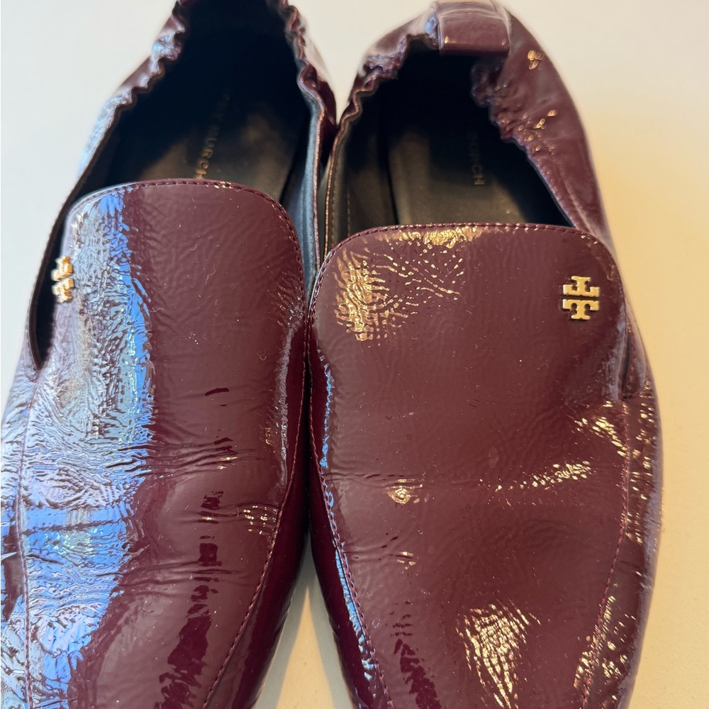 Tory Burch Glossy Maroon Loafers for Women